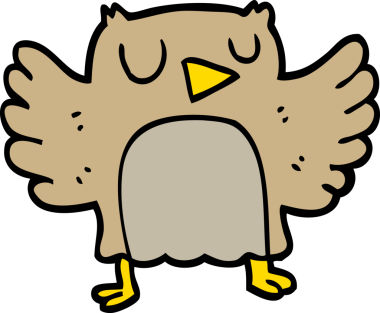 Bir insan tarafından çizilmiş el çizimi karikatür baykuşu.