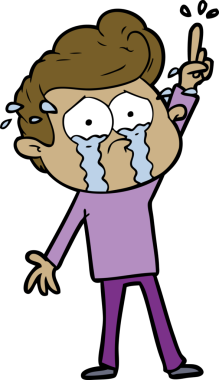 Çizgi film ağlayan adam bir insan tarafından çizilmiş bir soruyu sormaya çalışıyor.