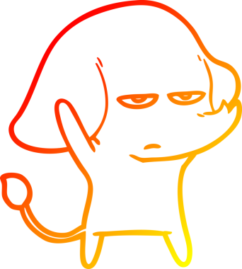 Bir insan tarafından çizilmiş kızgın bir fil çizimi.