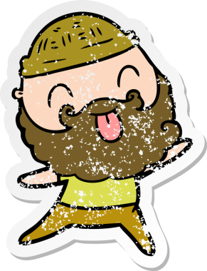 Bir insan tarafından çizilmiş sakallı bir adamın sıkıntılı çıkartması.