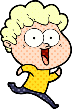 Bir insan tarafından çizilmiş heyecanlı bir adam karikatürü