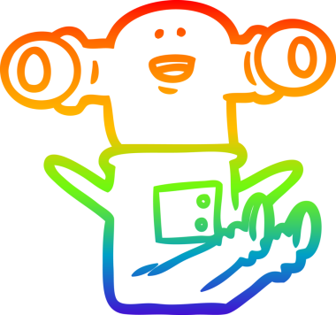 Gökkuşağı gradyan çizgisi, bir insan tarafından çizilmiş dost canlısı bir uzaylı çizgi filmi.