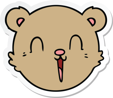 Bir insan tarafından çizilmiş şirin bir oyuncak ayı suratının çıkartması.