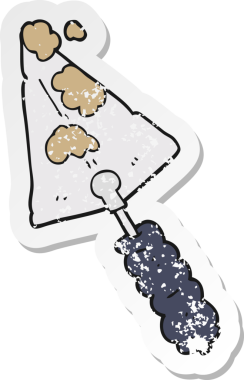 Bir insan tarafından çizilmiş bir karikatür malanın gerilemiş çıkartması.