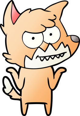 Bir insan tarafından çizilmiş sırıtan tilki çizgi filmi.