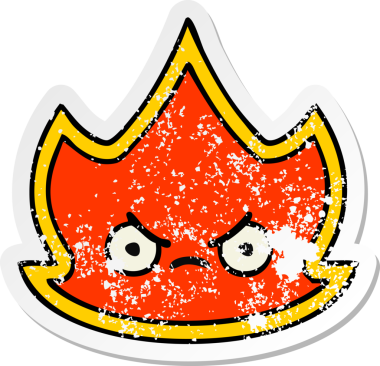 Bir insan tarafından çizilmiş şirin bir çizgi film yangınının sıkıntılı çıkartması.