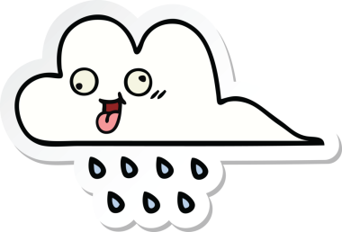 Bir insan tarafından çizilmiş şirin bir yağmur bulutunun çıkartması.