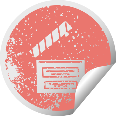 Bir insan tarafından çizilmiş bir yönetmenin sıkıntılı dairesel soyulan çıkartma sembolü.