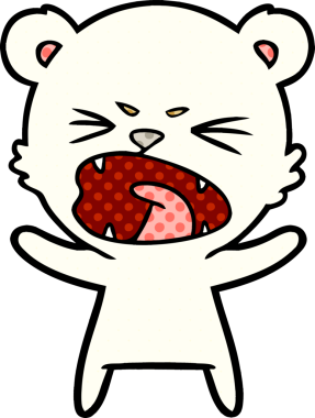 Bir insan tarafından çizilmiş kızgın kutup ayısı çizgi filmi.