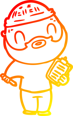 Bir insan tarafından çizilmiş sakallı bir adamın sıcak çizgi çizimi.