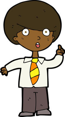 Bir insan tarafından çizilen soruyu cevaplayan karikatür okulu çocuğu.