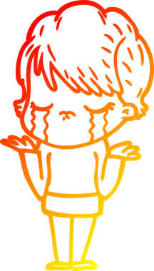 Bir insan tarafından çizilmiş, ağlayan bir çizgi kadın çizimi.