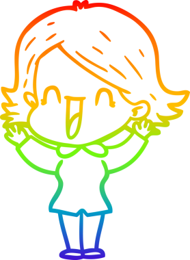 gökkuşağı gradyan çizimi bir insan tarafından çizilmiş mutlu bir kadın çizgi