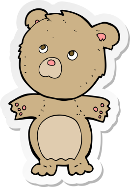 Bir insan tarafından çizilmiş komik oyuncak ayının çıkartması.