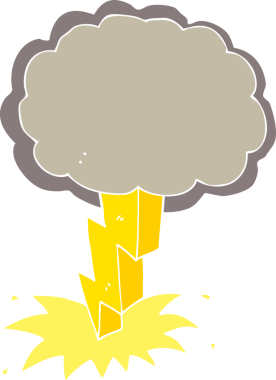 Bir insan tarafından çizilmiş yıldırımın düz renk çizimi