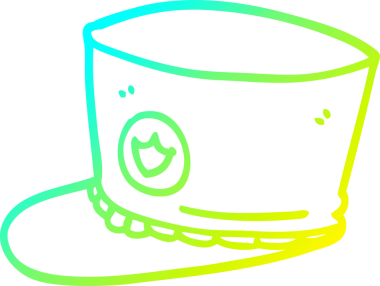 Bir insan tarafından çizilmiş bir çizgi film şeridi şapkasının soğuk gradyan çizimi