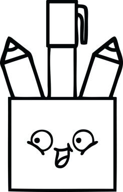 Bir insan tarafından çizilmiş kalem kabının çizgi çizimi