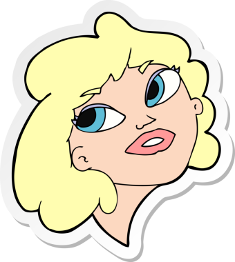 Bir insan tarafından çizilmiş mutlu bir kadının çıkartması.