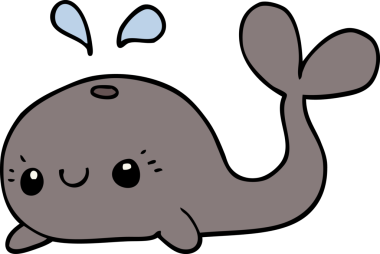 Bir insan tarafından çizilmiş şirin bir balina.