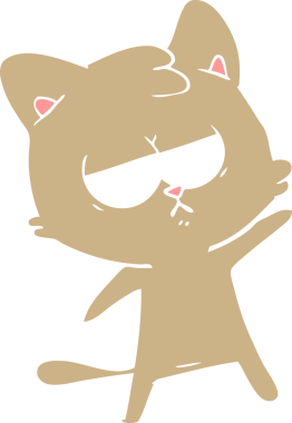 Sıkıcı düz renkli çizgi film kedisi bir insan tarafından çizildi