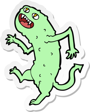 Bir insan tarafından çizilmiş karikatür canavarının çıkartması.