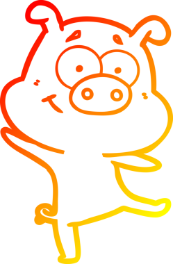 Bir insan tarafından çizilmiş mutlu bir domuz çizgi filminin çizimi.