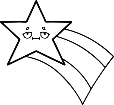 Bir insan tarafından çizilmiş kayan gökkuşağı yıldızının çizgi çizimi