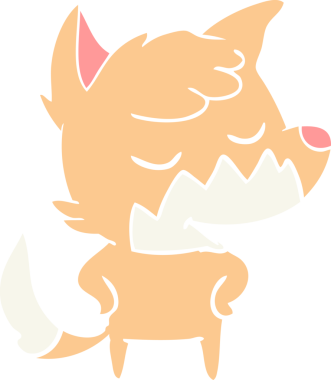 Bir insan tarafından çizilmiş düz renkli tilki çizimi.