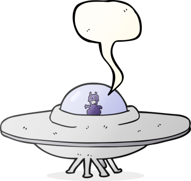 Bir insan tarafından çizilmiş serbest konuşma balonu karikatürü UFO