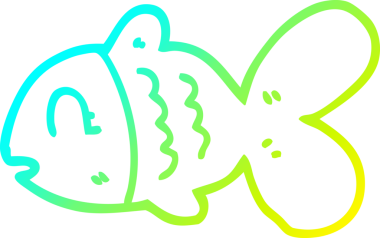 Bir insan tarafından çizilmiş bir karikatür balığının soğuk gradyan çizimi