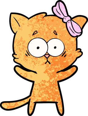 Bir insan tarafından çizilmiş çizgi film kedisi.