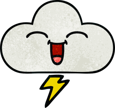 Bir insan tarafından çizilmiş bir gök gürültüsü bulutunun retro grunge desen çizimi