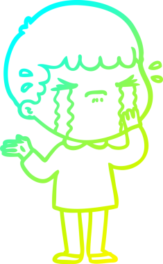 Bir insan tarafından çizilmiş ağlayan bir çizgi film karakteri çizimi.