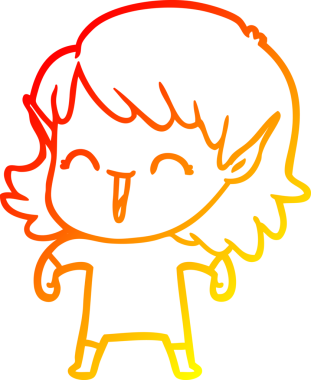 Bir insan tarafından çizilmiş çizgi film karakteri bir elf kızı çizimi