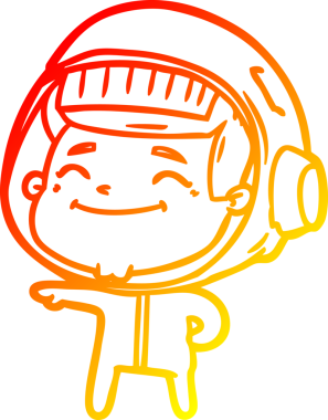 Bir insan tarafından çizilmiş mutlu bir astronotun sıcak çizgi çizimi