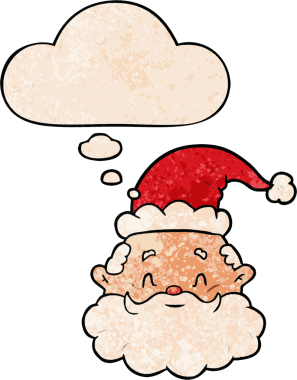 bir insan tarafından çizilmiş grunge desenli düşünce baloncuğu olan çizgi film Noel Baba