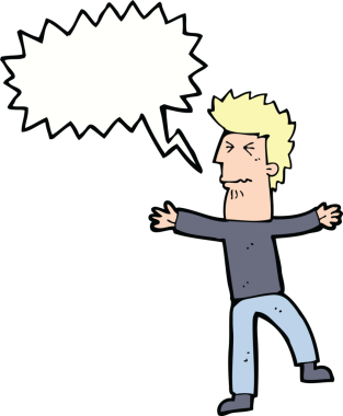 Bir insan tarafından çizilmiş konuşma balonlu bir adam.