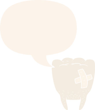 bir insan tarafından çizilmiş, konuşma baloncuklu kötü dişli çizgi film.