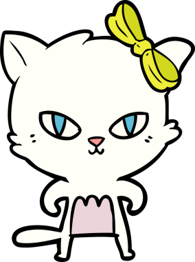 Bir insan tarafından çizilmiş sevimli çizgi film kedisi.