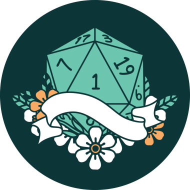 Bir insan tarafından çizilen bir d20 zar atma ikonu