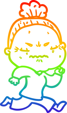 Gökkuşağı gradyan çizgi çizimi bir insan tarafından çizilmiş yaşlı bir kadın tarafından rahatsız edildi