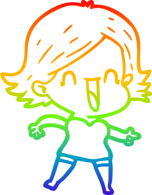 Gökkuşağı gradyan çizimi bir insan tarafından çizilmiş gülen bir kadının çizimi