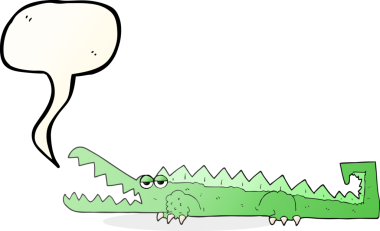 Bir insan tarafından çizilmiş serbest konuşma balonu timsah çizimi.