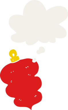 Düşünce baloncuğuyla süslenmiş bir insan tarafından çizilmiş bir karikatür.