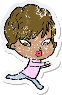 Bir insan tarafından çizilmiş karikatür bir kadının sıkıntılı çıkartması.