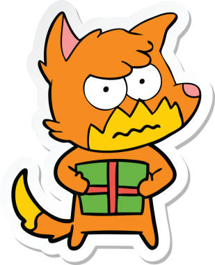 Bir insan tarafından çizilmiş, kızgın tilki çıkartması.