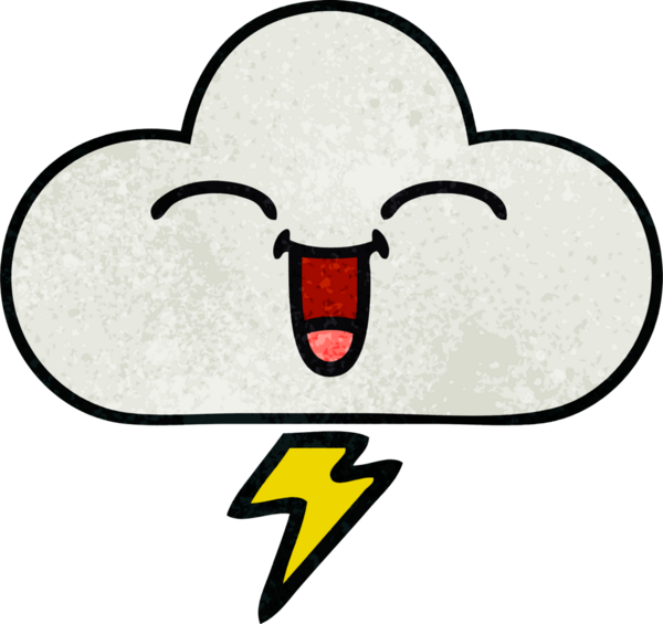 Bir insan tarafından çizilmiş bir gök gürültüsü bulutunun retro grunge desen çizimi