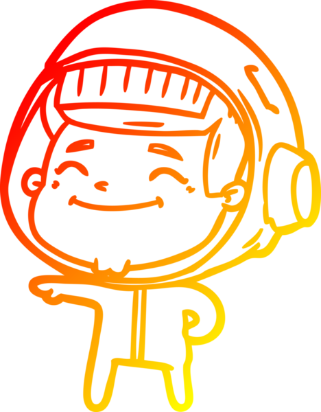 Bir insan tarafından çizilmiş mutlu bir astronotun sıcak çizgi çizimi