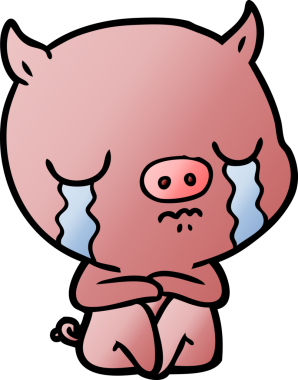 Bir insan tarafından çizilmiş ağlayan bir domuz.