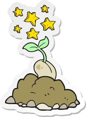 Bir insanın çizdiği filizlenme tohumu çıkartması.